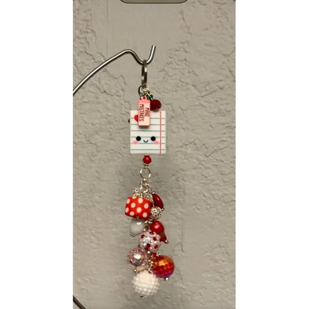 Teachers Pet | Cute Notebook Beaded Keychain | Kawaii School Charm